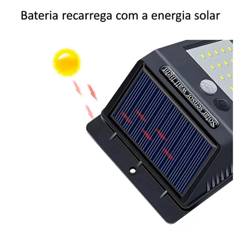 Luminária Solar com 30 LEDs e Sensor de Presença Automático