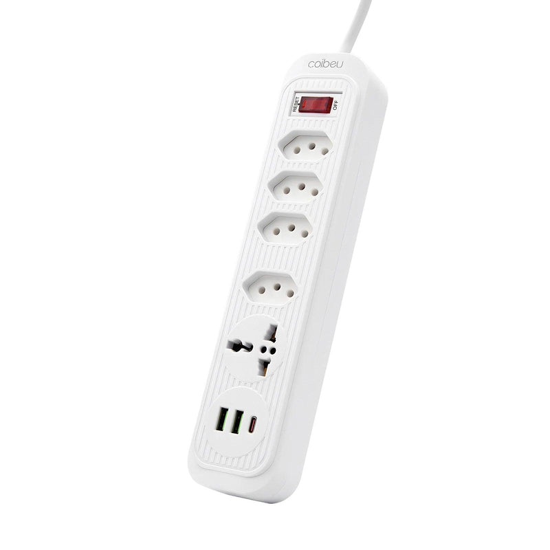 Extensão Elétrica Bivolt com 4 Tomadas, 2 USB, 1 Type-C, Proteção e LED