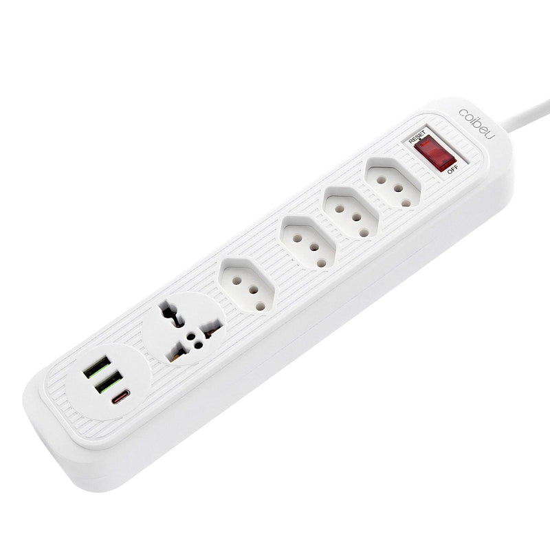 Extensão Elétrica Bivolt com 4 Tomadas, 2 USB, 1 Type-C, Proteção e LED