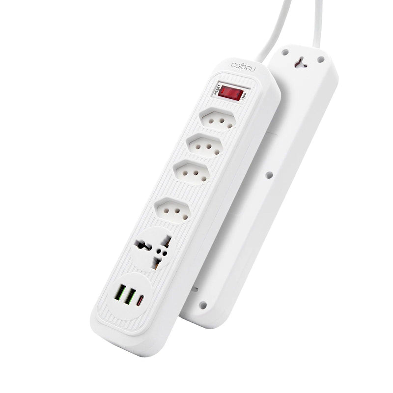 Extensão Elétrica Bivolt com 4 Tomadas, 2 USB, 1 Type-C, Proteção e LED